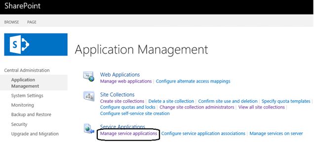 Manage Service Applications